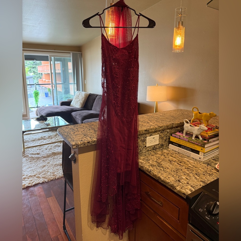 Vintage Maroon Dress with Neck Scarf
